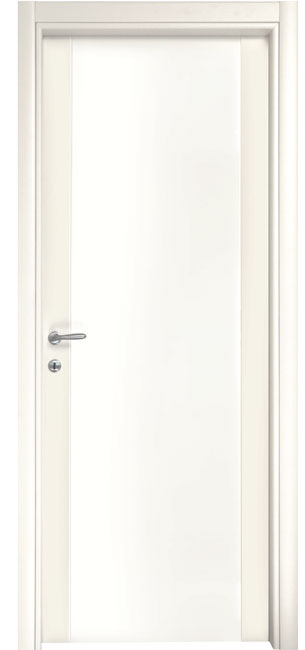 PORTE INTERNE IN LEGNO - LINEA BASIC - mod 466 - PANNELLO CENTRALE LACCATO LUCIDO POLIESTERE TELAIO E COPRIFILI BIANCO OPACO