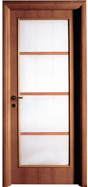 PORTE INTERNE IN LEGNO - LINEA BASIC - MOD 519 4V - A VETRO A TRE FUSERUOLI