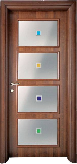 PORTE INTERNE IN LEGNO - LINEA BASIC - mod 532 - 4 RETTANGOLI VETRO