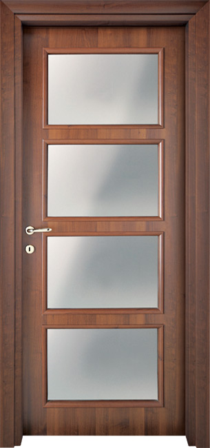 PORTE INTERNE IN LEGNO - LINEA BASIC - mod 532 - 4 RETTANGOLI VETRO