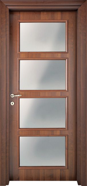 PORTE INTERNE IN LEGNO - LINEA BASIC - mod 532 - 4 RETTANGOLI VETRO