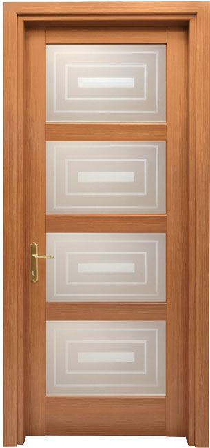 PORTE INTERNE IN LEGNO - LINEA BASIC - mod 432 - 4 RETTANGOLI VETRO
